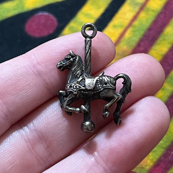 VTG Whimsigoth Sterling Silver 925 3D Carousel Horse Bracelet Charm - Picture 3 of 8